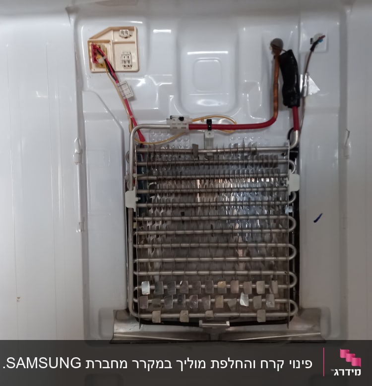 סליל קירור ומחברים חשמליים במקרר